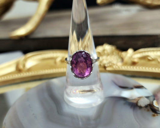 Faceted Purple Fluorite Ring