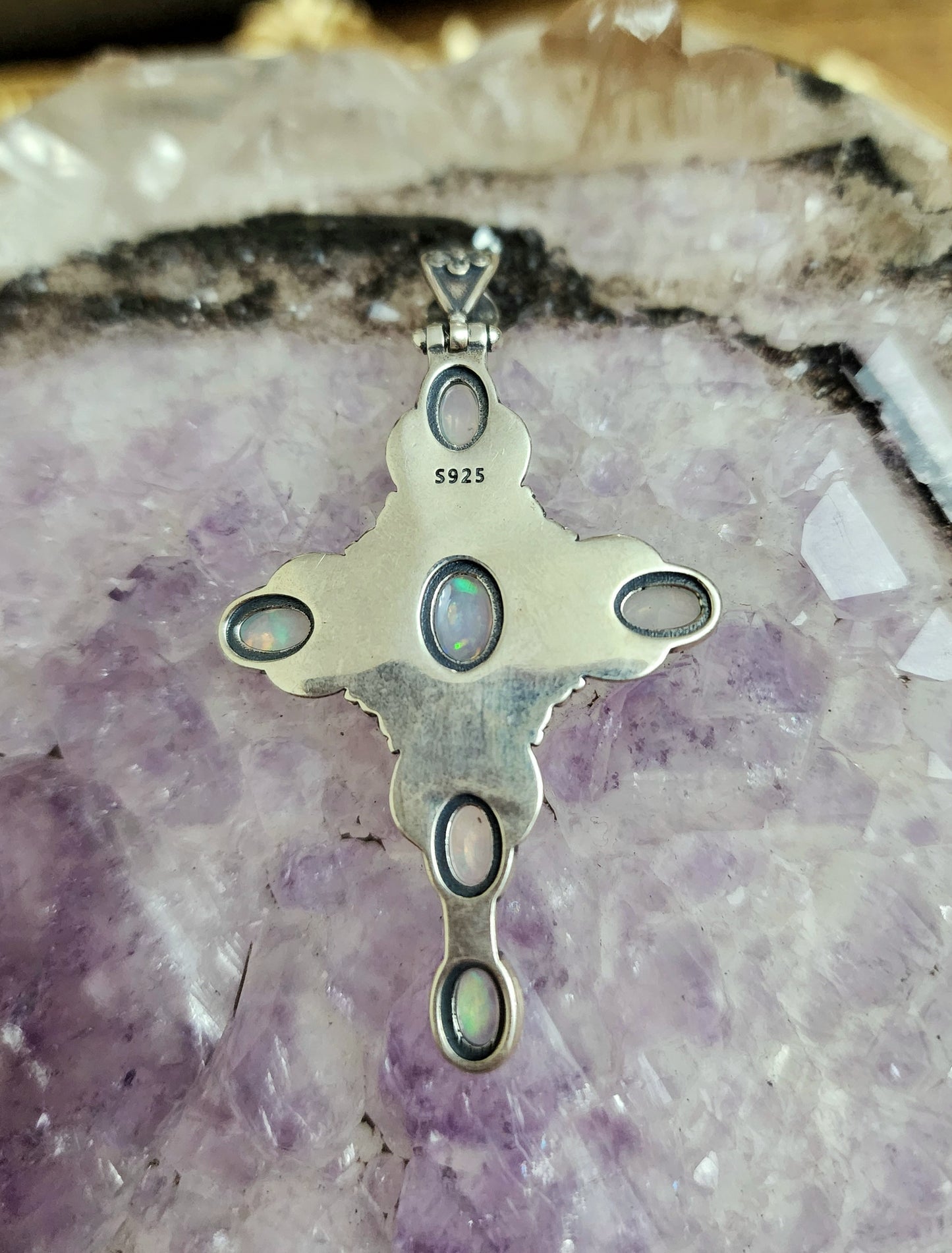 White Opal Cross Pendant