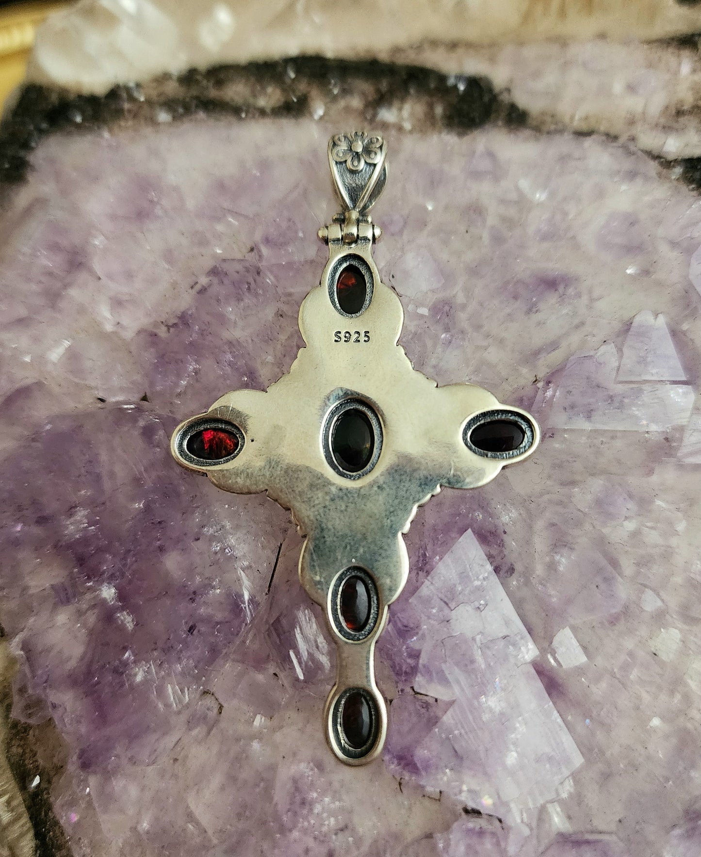 Black Opal Cross Pendant