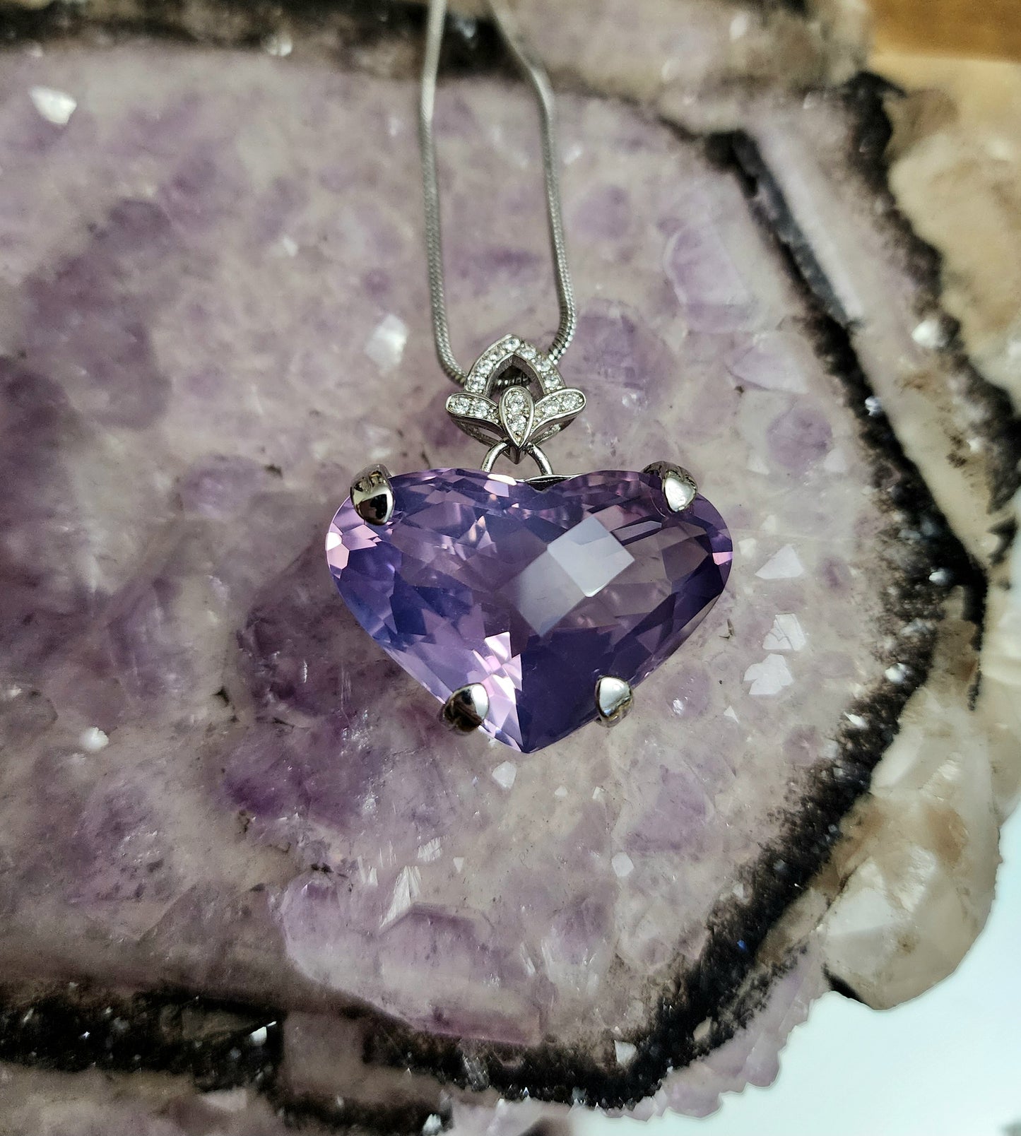 Lavender Moon Quartz Heart Pendant