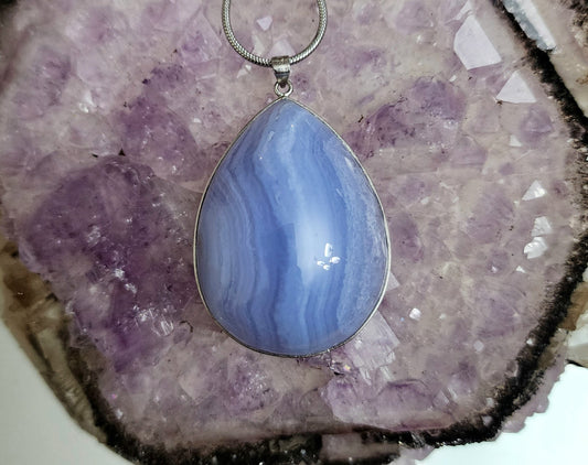 Blue Lace Agate Teardrop Pendant