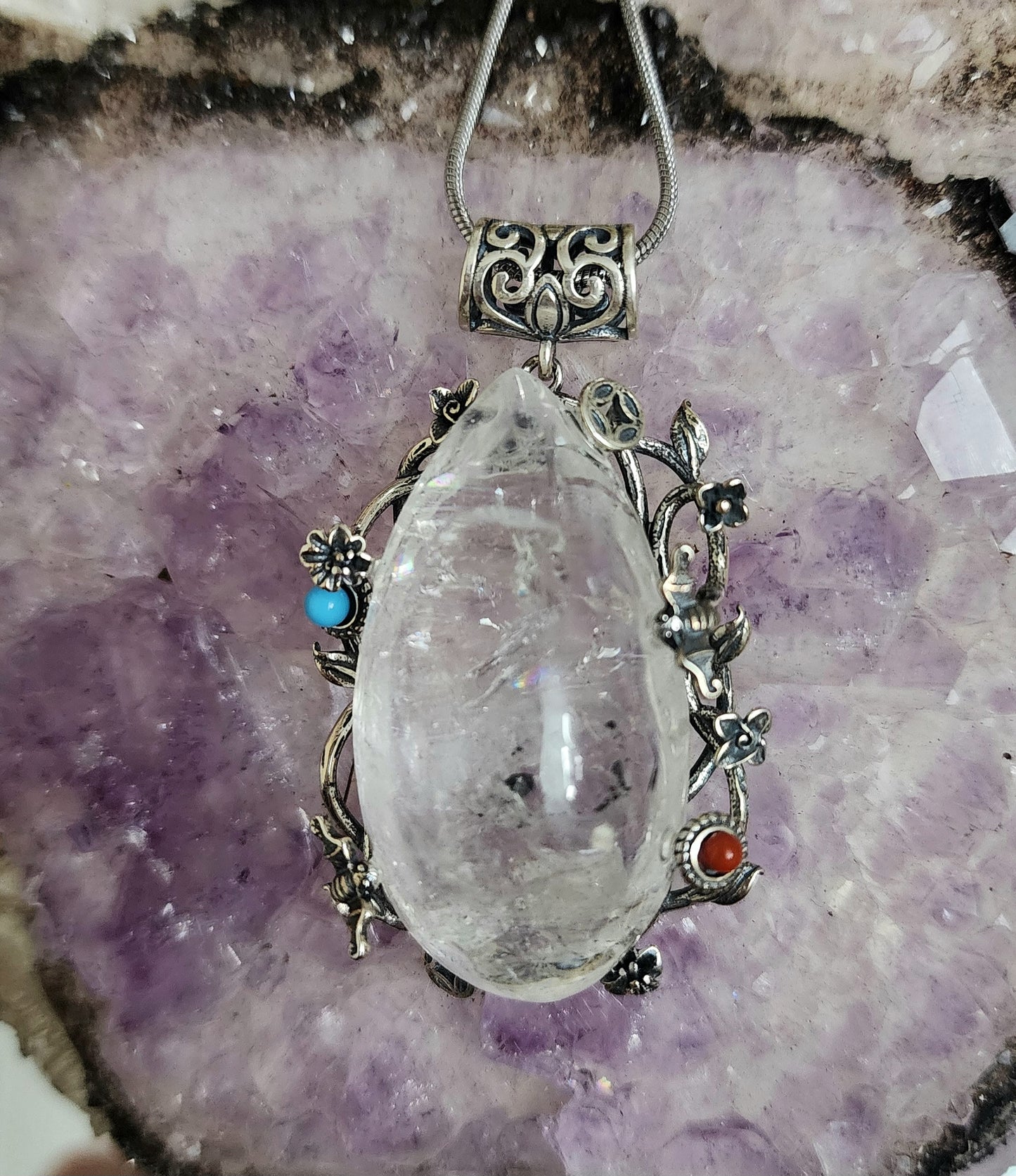 Teardrop Enhydro Quartz Pendant