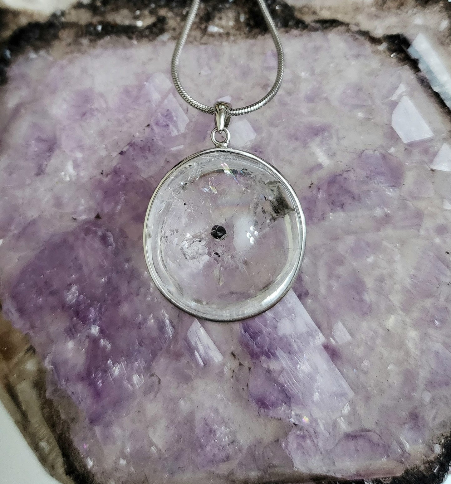 Round Enhydro Quartz Pendant