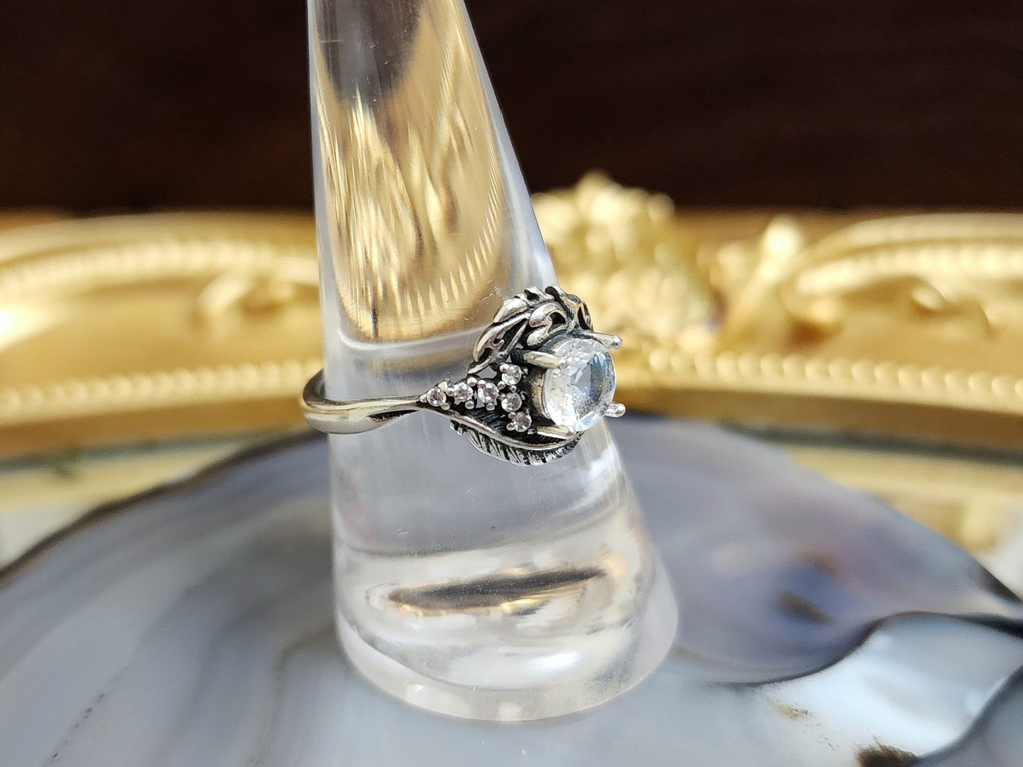 Madagascar Moonstone Feather Ring