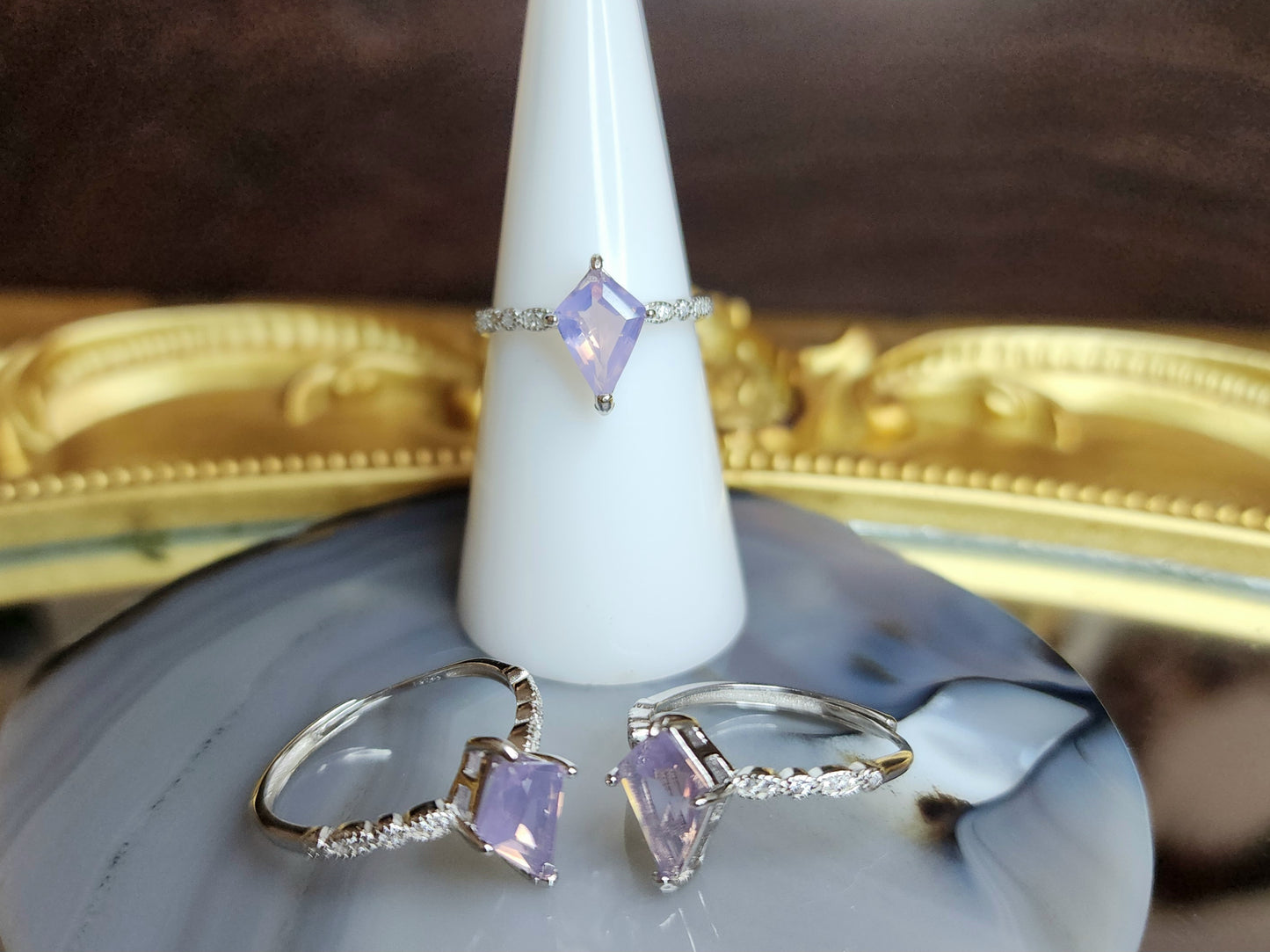 Lavender Moon Quartz Kite Ring