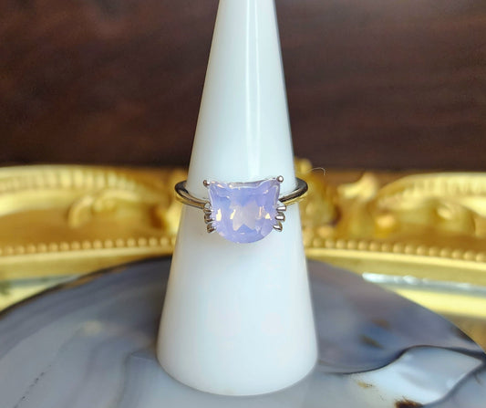 Lavender Moon Quartz Cat Ring