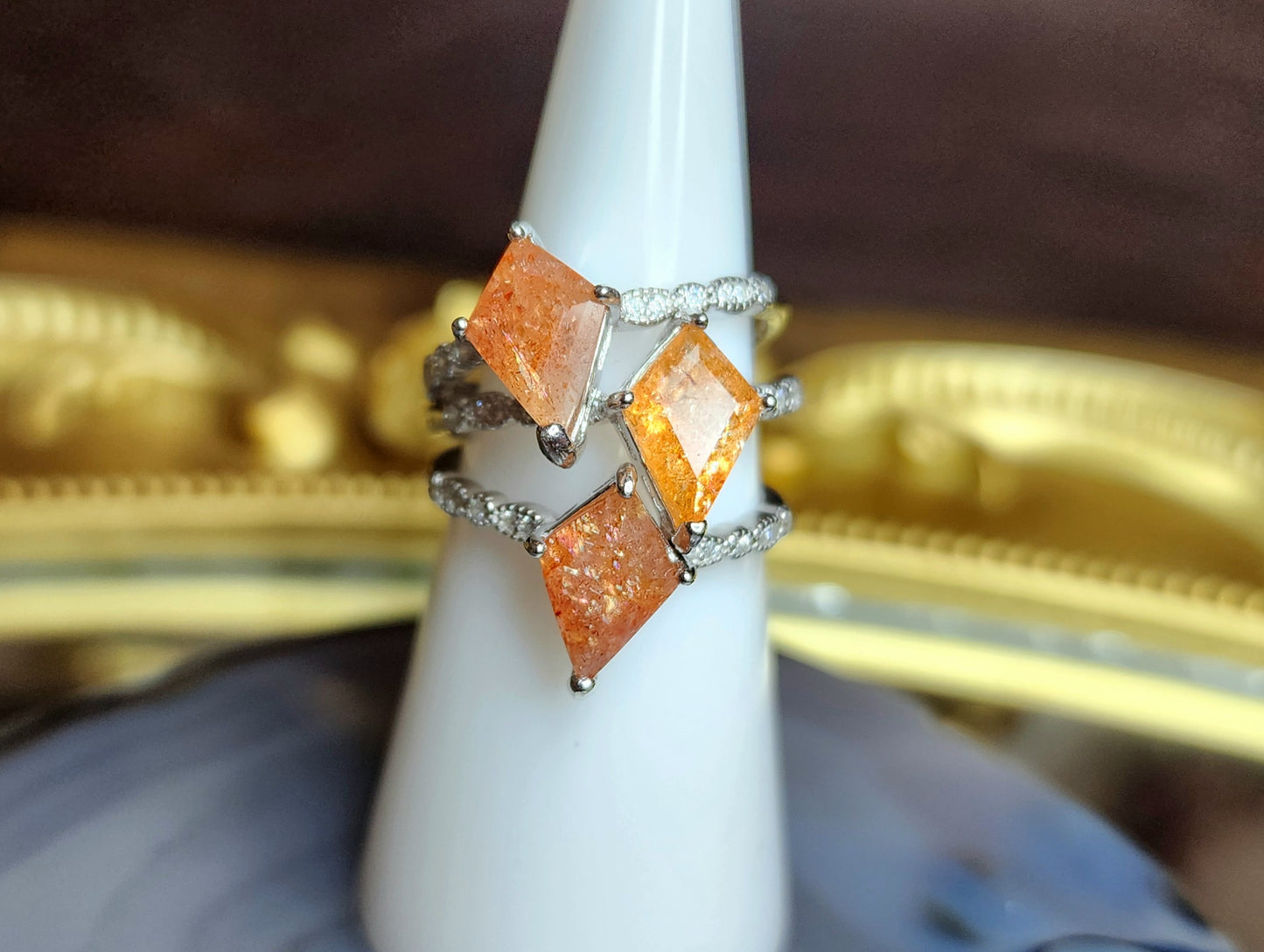Golden Sunstone Kite Ring