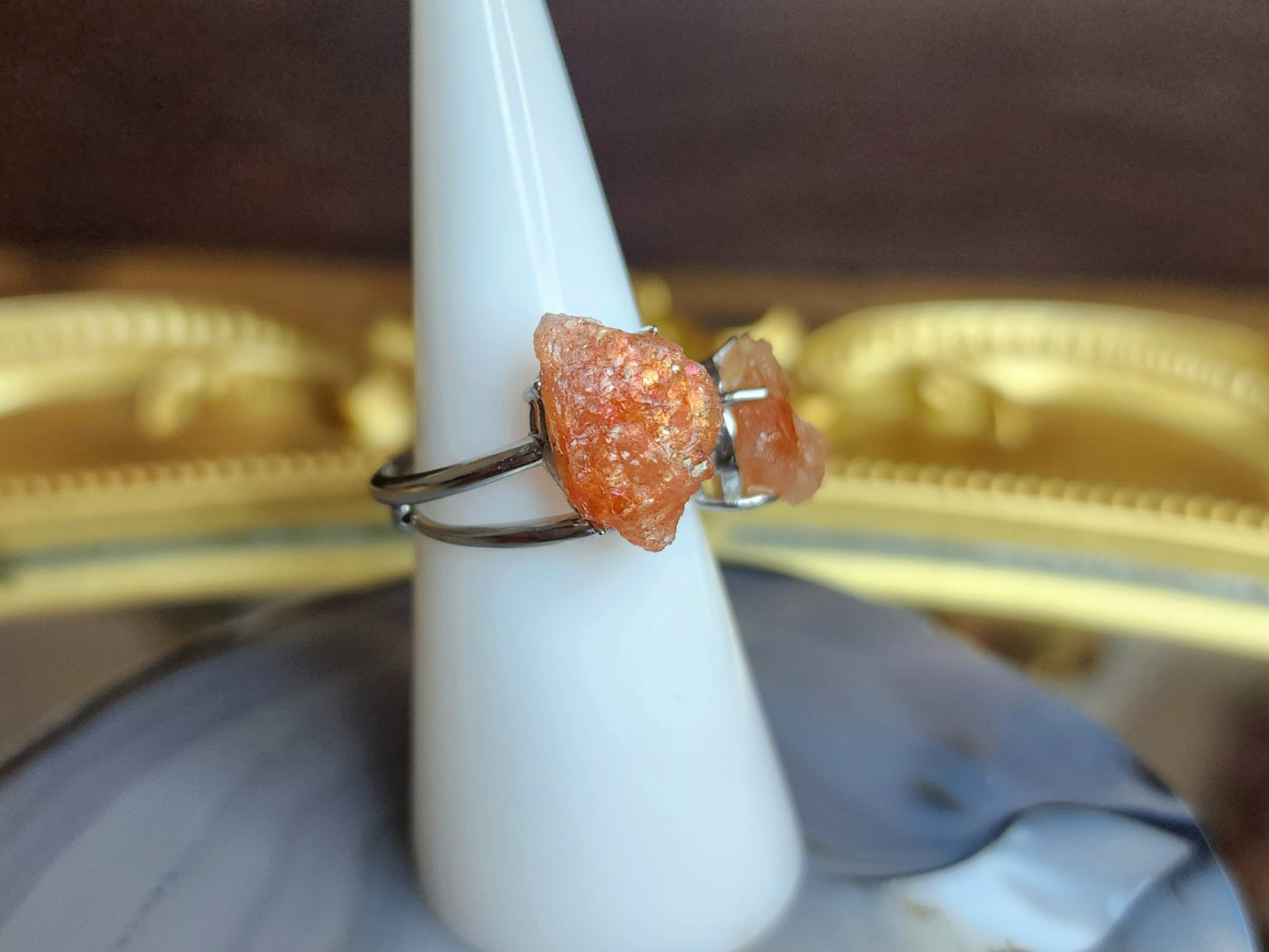 Raw Golden Sunstone Ring