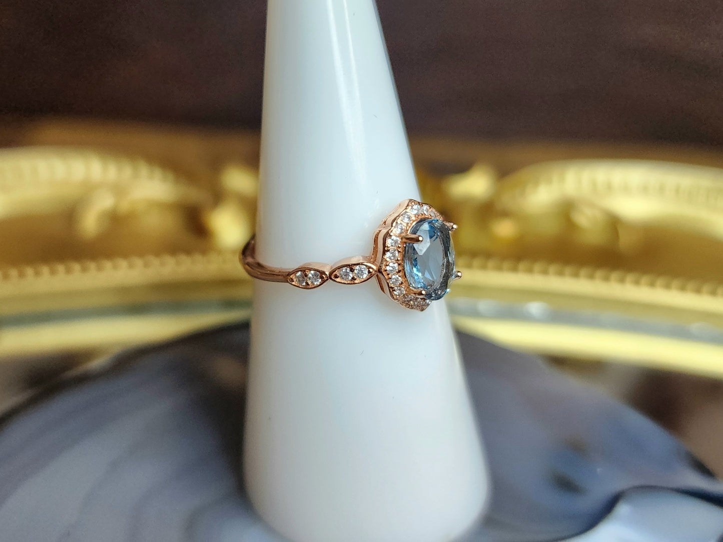 Blue Topaz in Rose Gold Ring