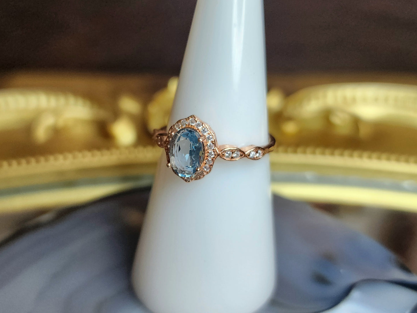 Blue Topaz in Rose Gold Ring