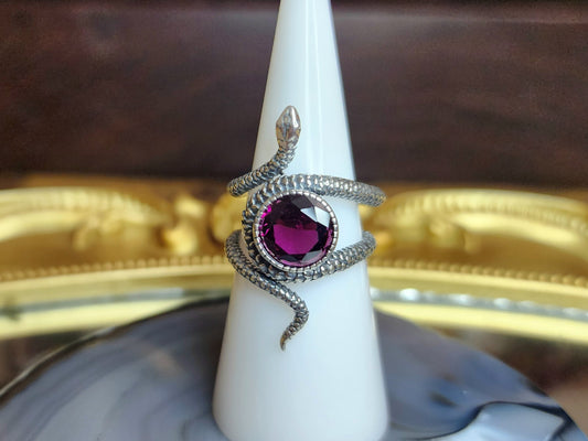 Purple Garnet Snake Ring