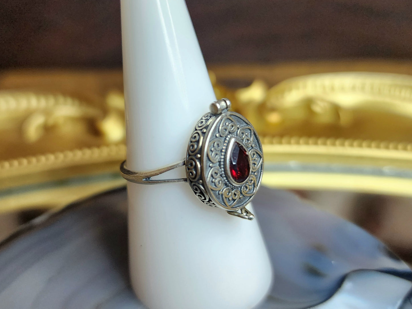 Red Garnet Poison Ring