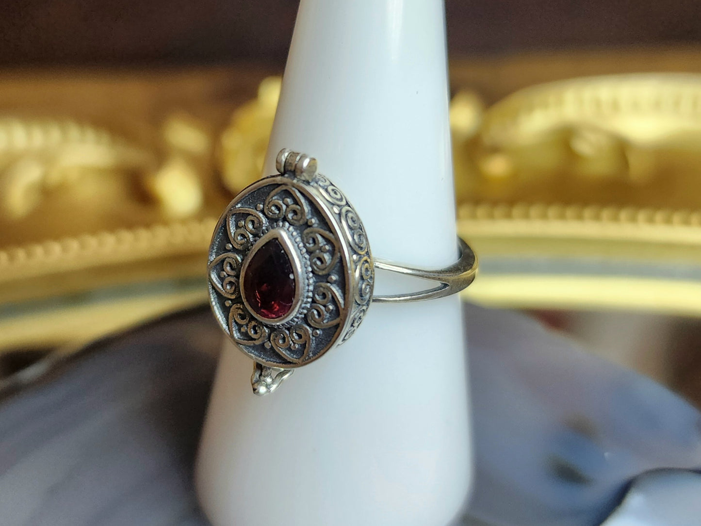 Red Garnet Poison Ring