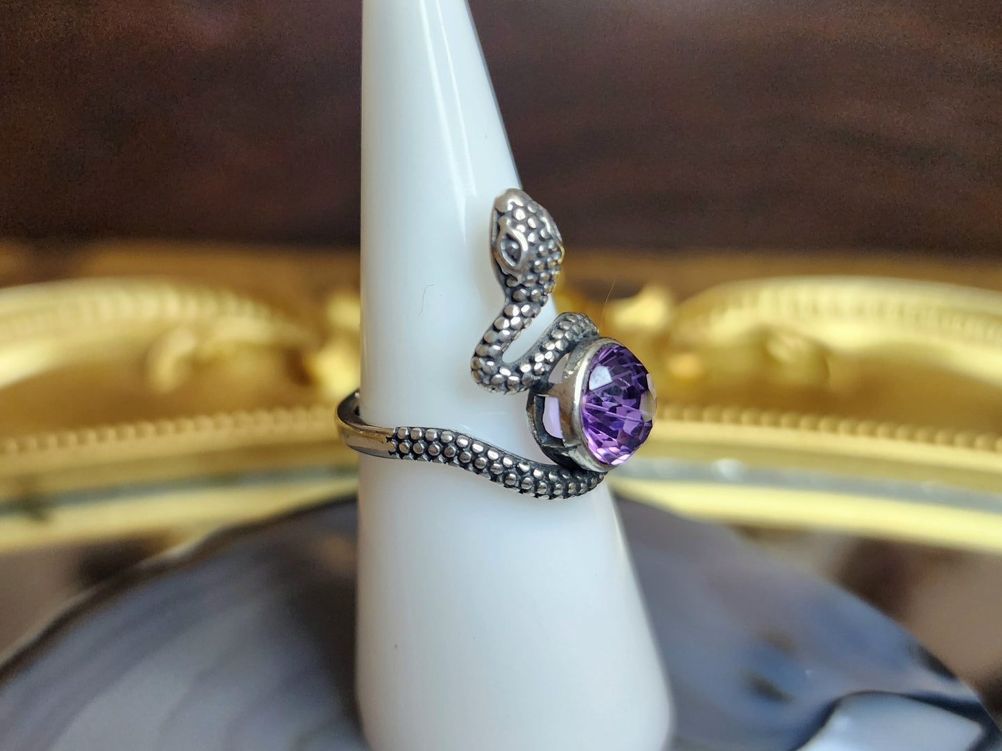 Amethyst Snake Ring