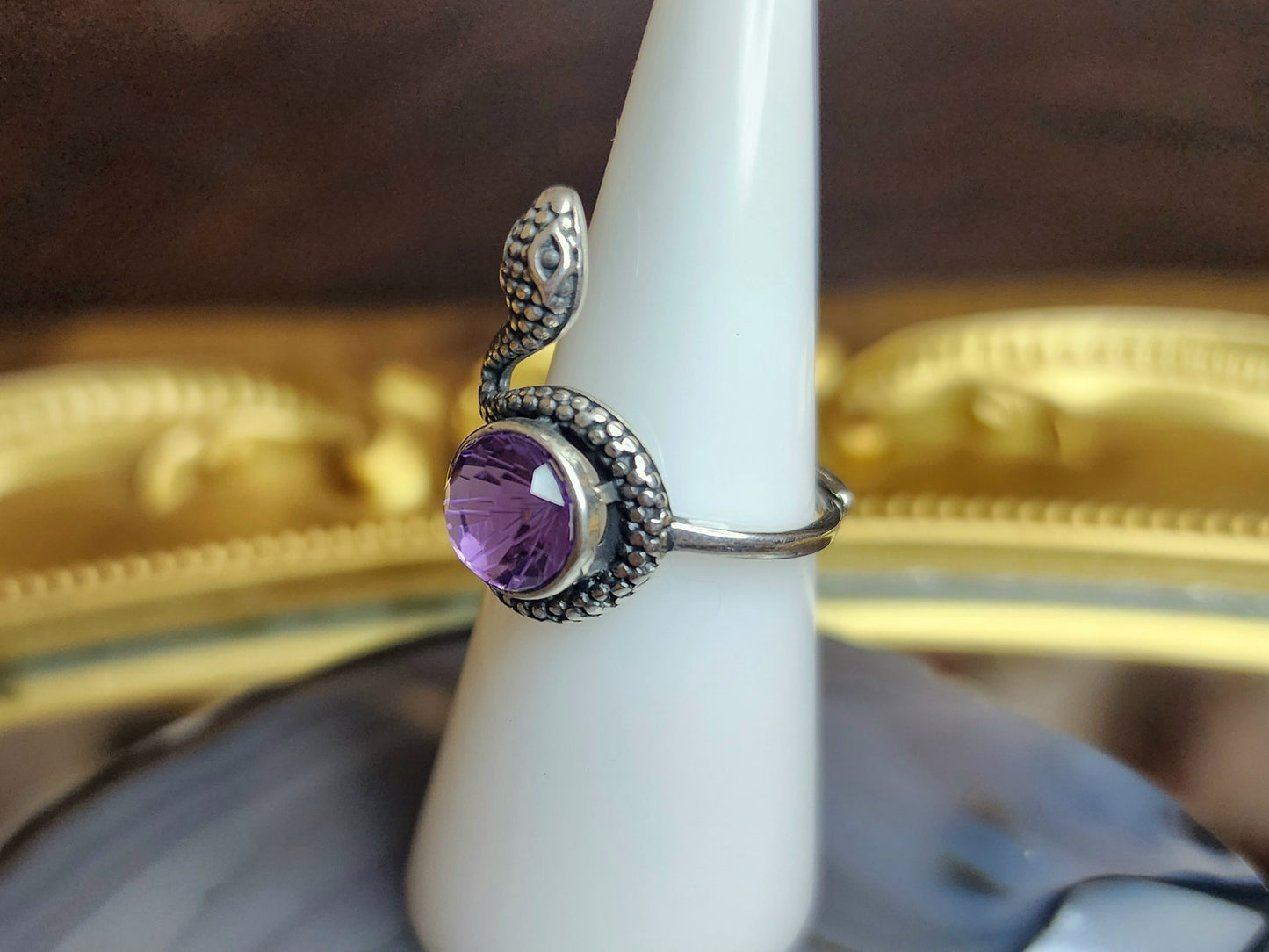 Amethyst Snake Ring