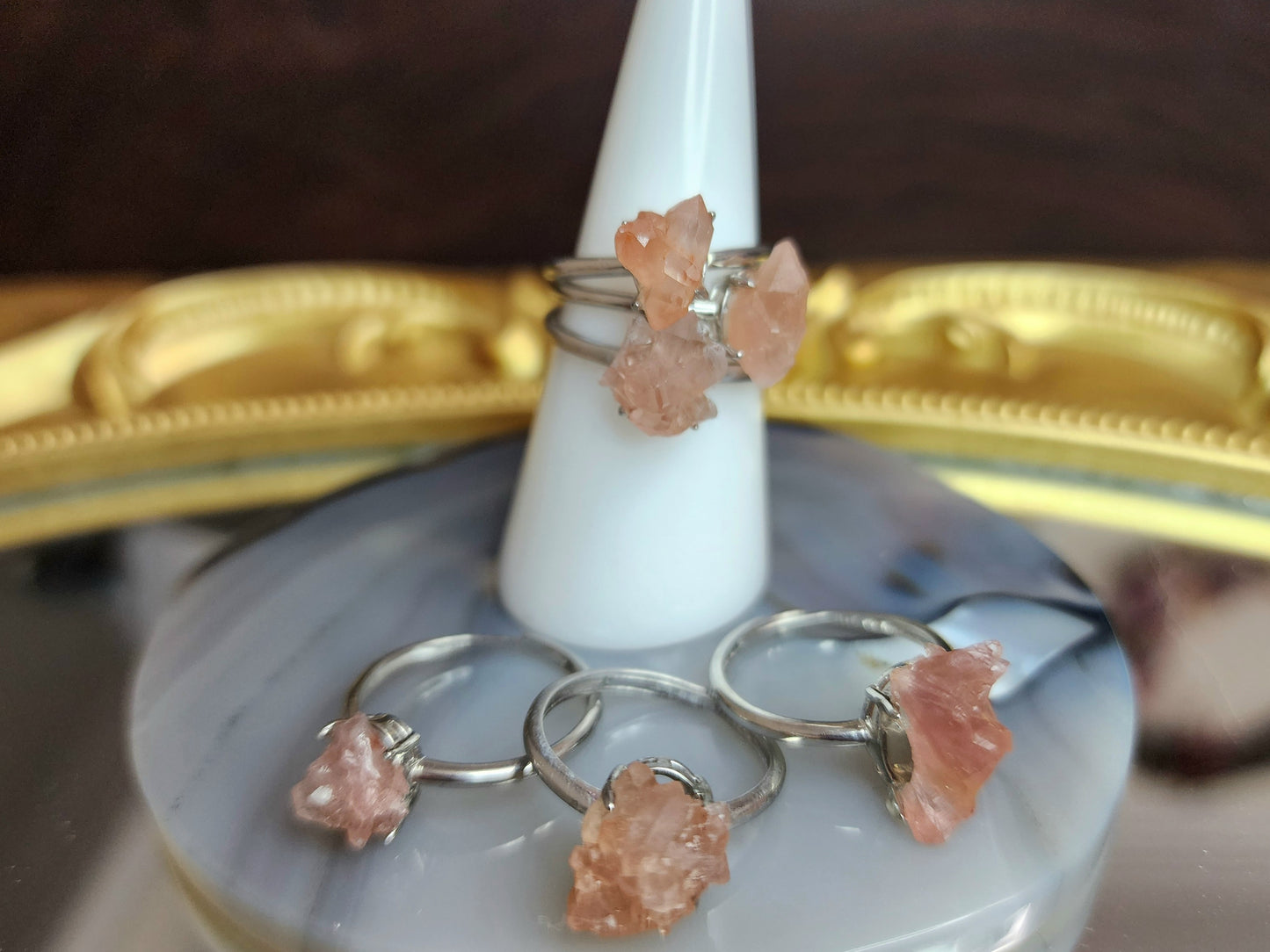 Pink Amethyst Cluster Ring