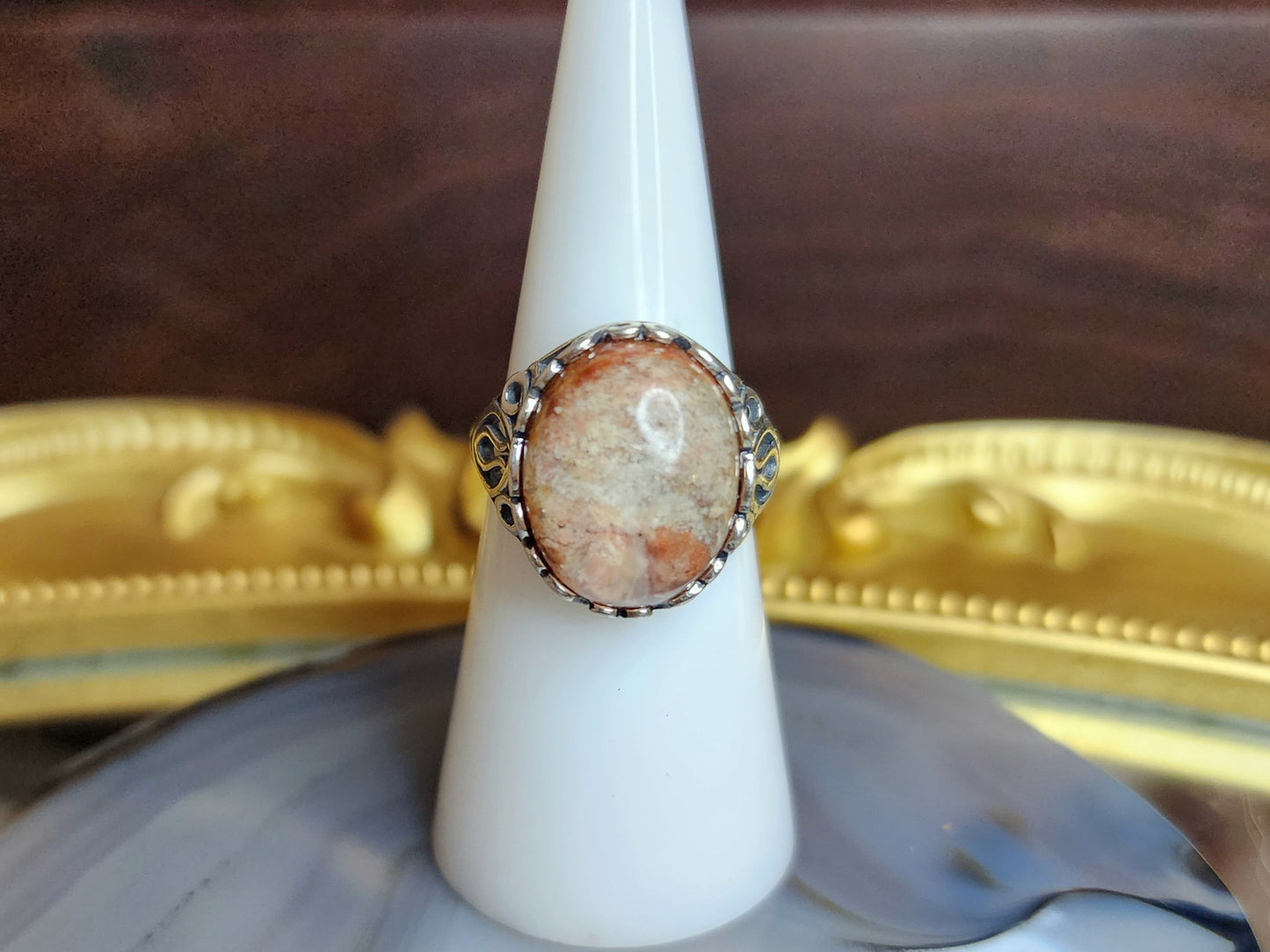 Red and White Garden Quartz Ring B