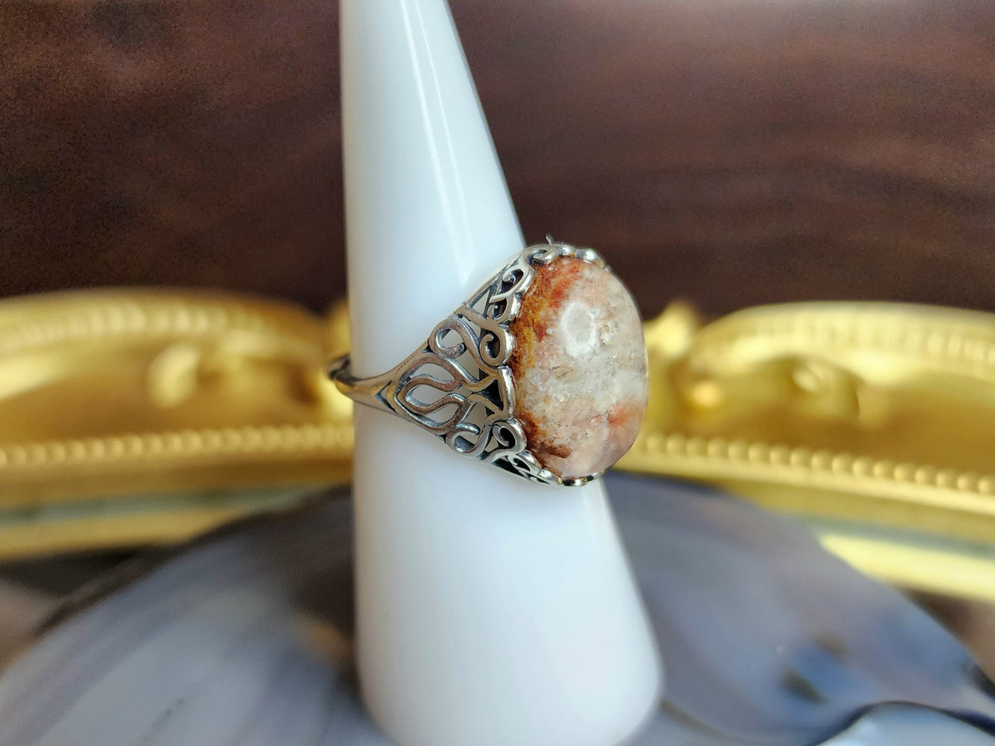 Red and White Garden Quartz Ring B