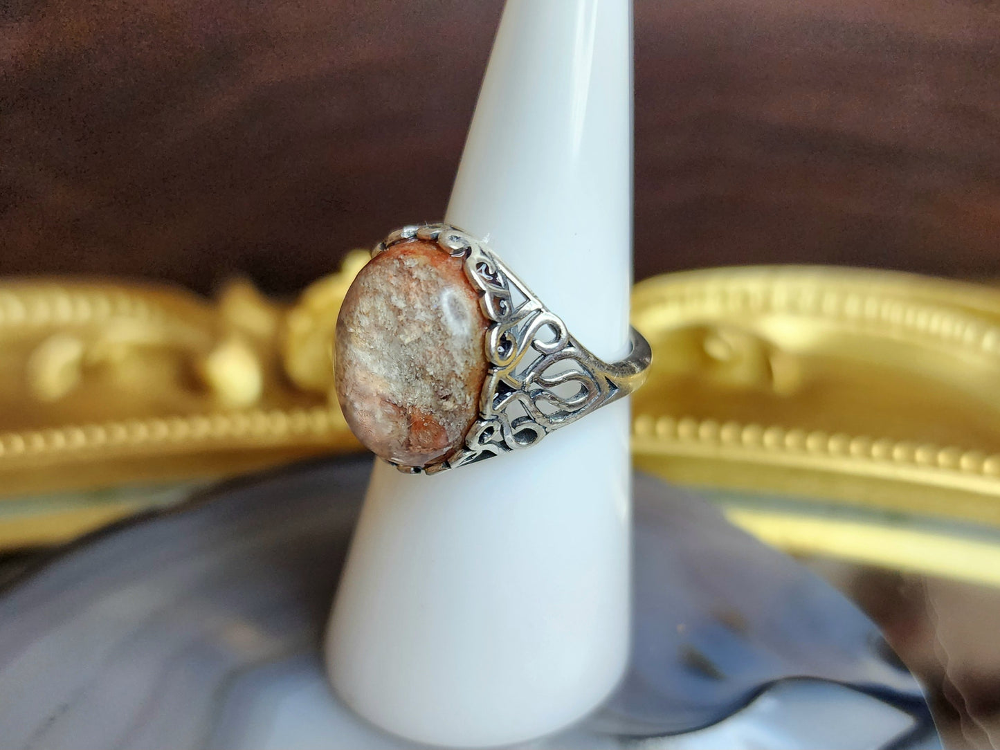 Red and White Garden Quartz Ring B