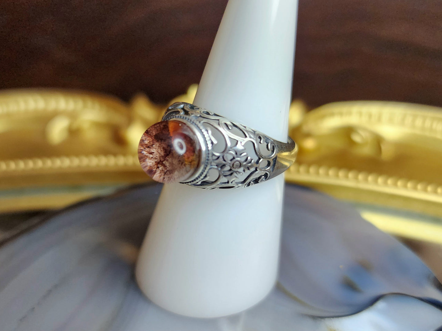 Garden Quartz Mini Sphere Ring B