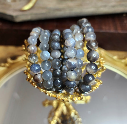 8-9mm Black Moonstone Stretch Bracelet