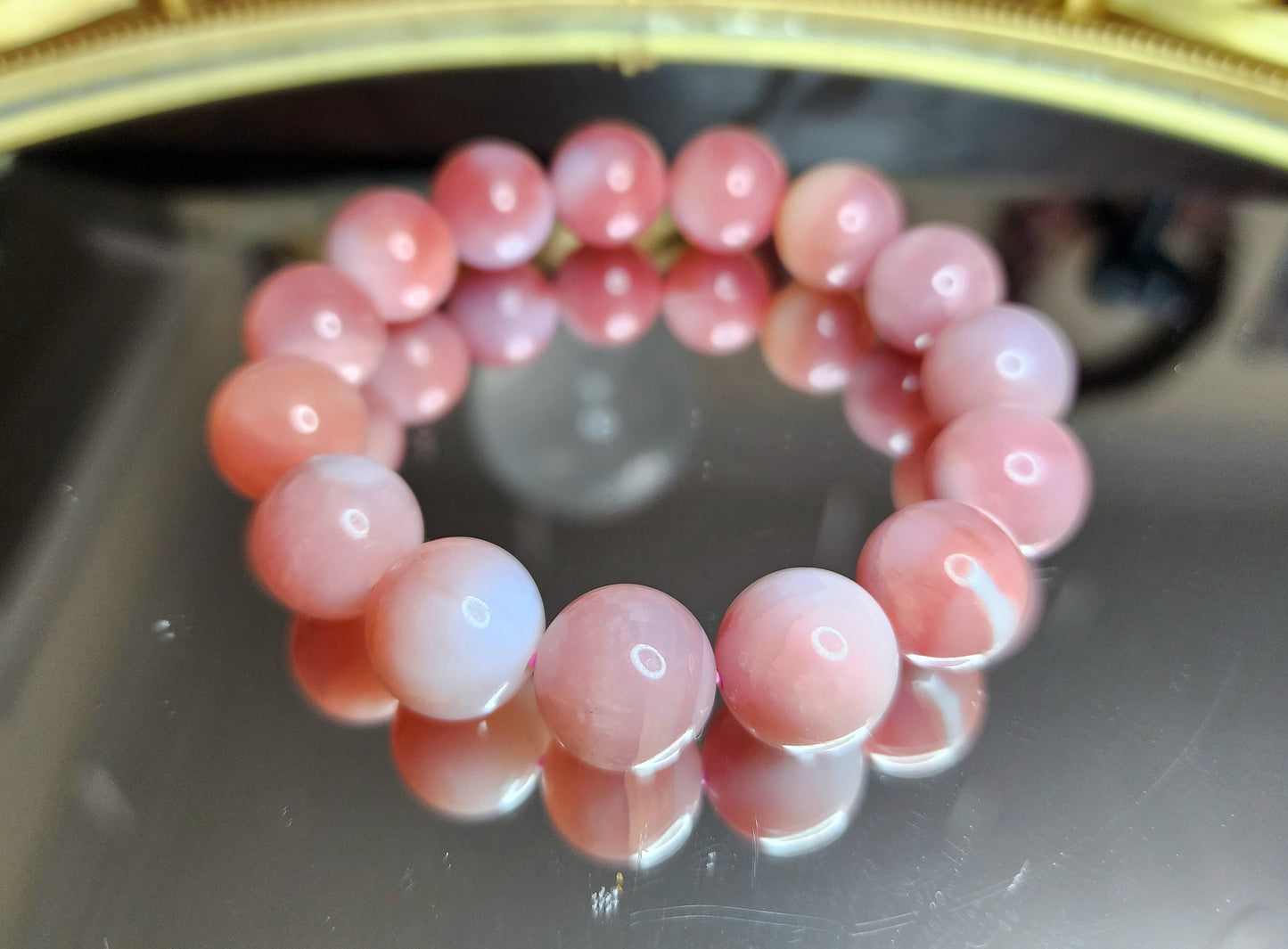 14mm Pink Agate Stretch Bracelet