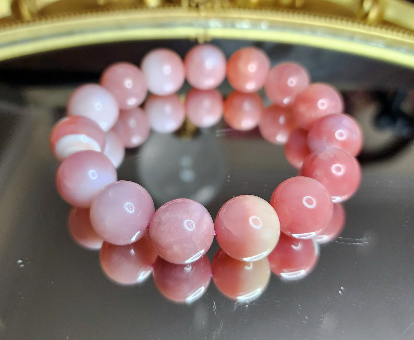 14mm Pink Agate Stretch Bracelet