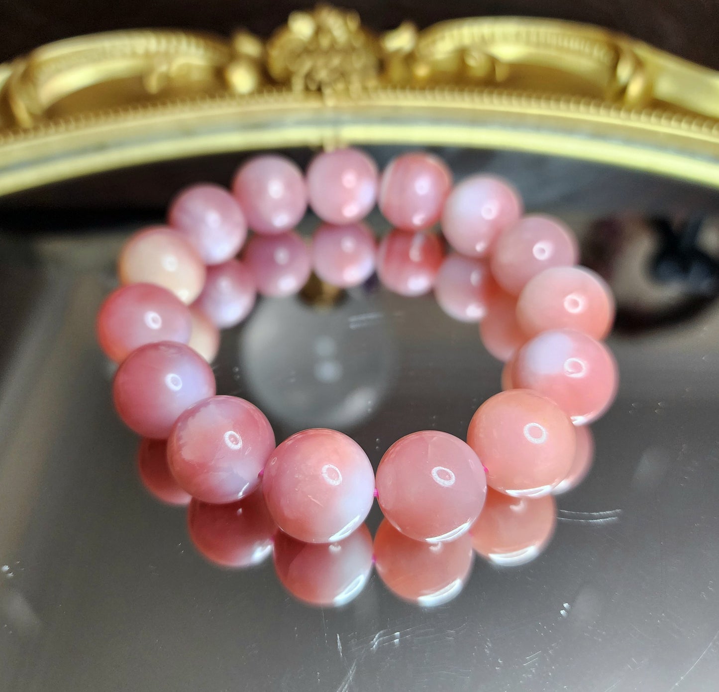 14mm Pink Agate Stretch Bracelet