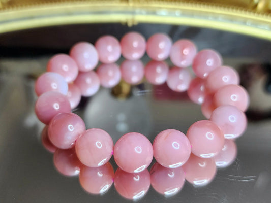 12mm Pink Agate Stretch Bracelet