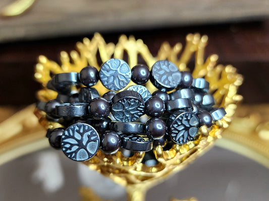 Hematite Tree of Life Stretch Bracelet