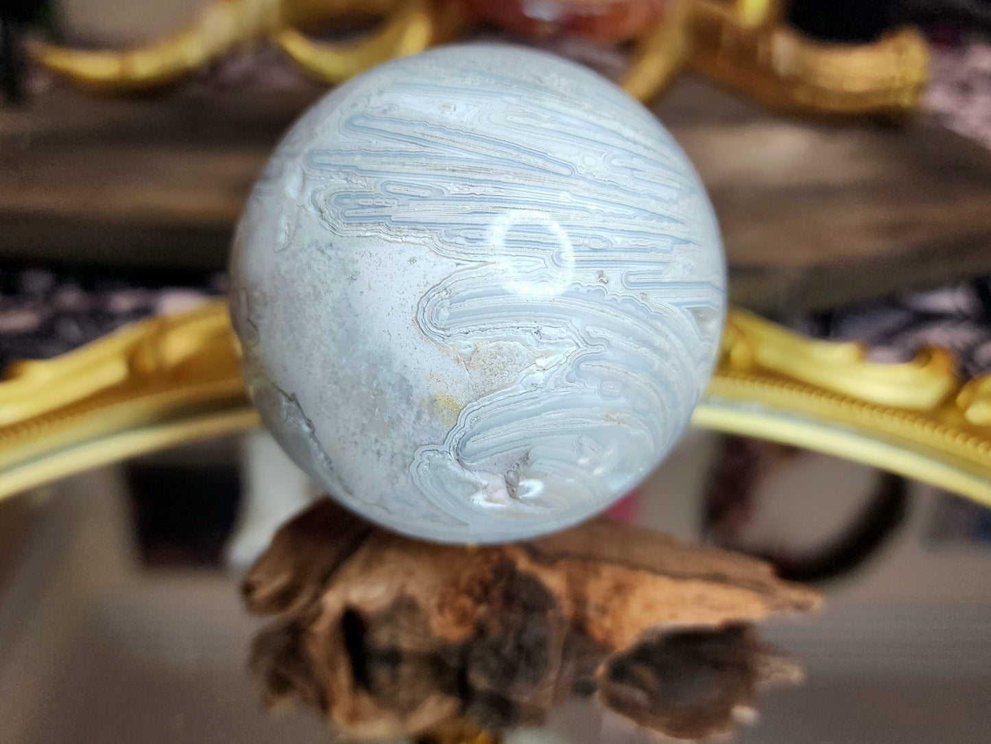 White Crazy Lace Agate Sphere B