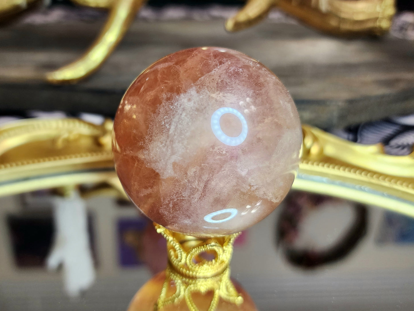 Pink and Yellow Candy Fluorite Sphere A