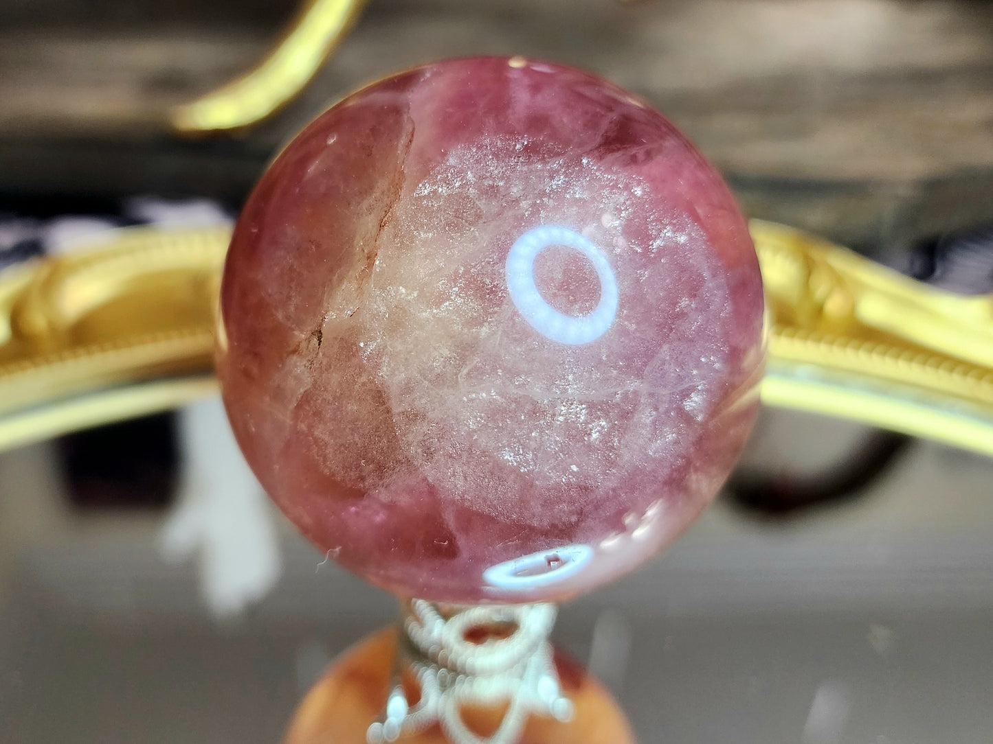 Pink and Yellow Candy Fluorite Sphere B