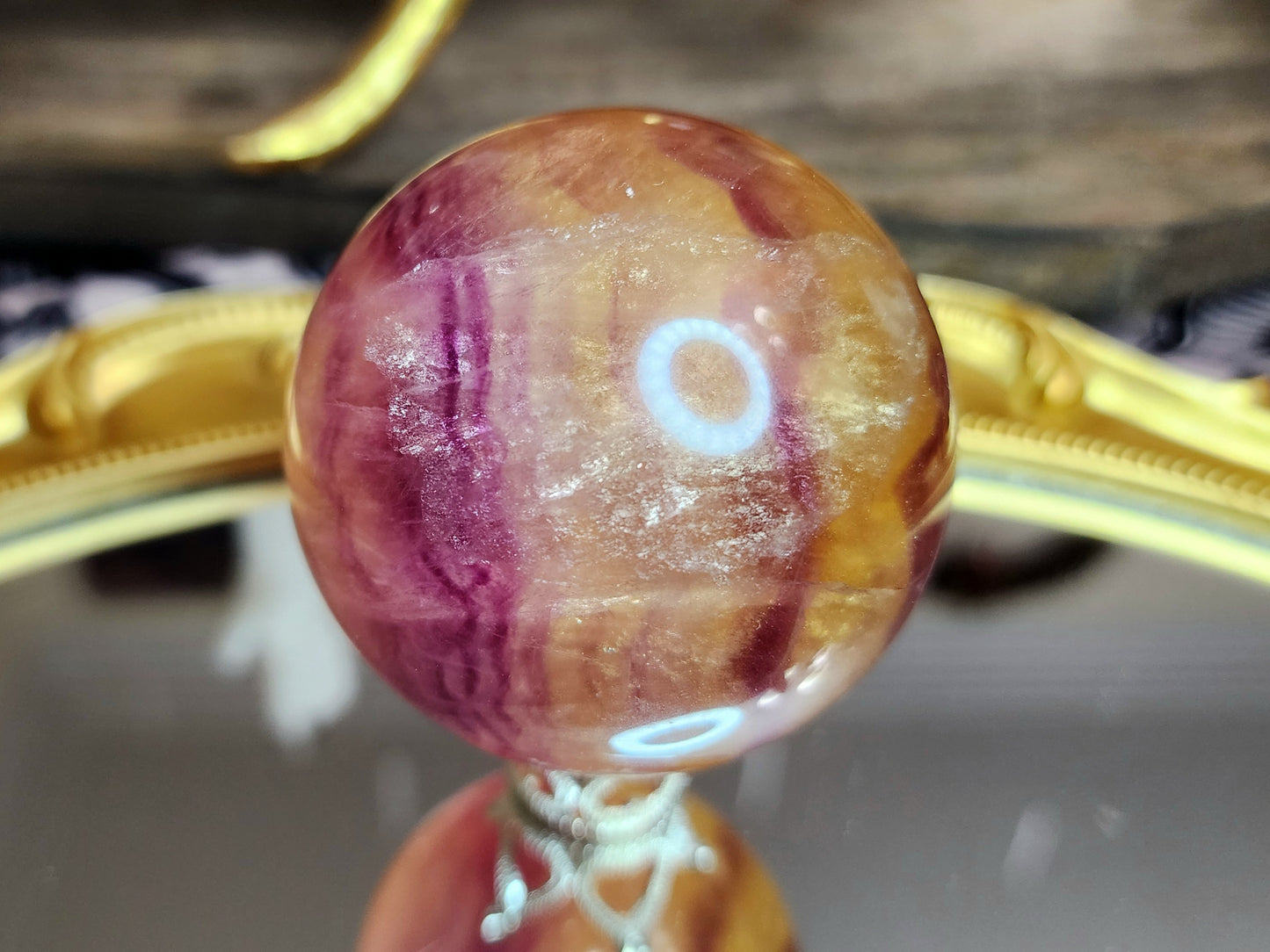 Pink and Yellow Candy Fluorite Sphere B