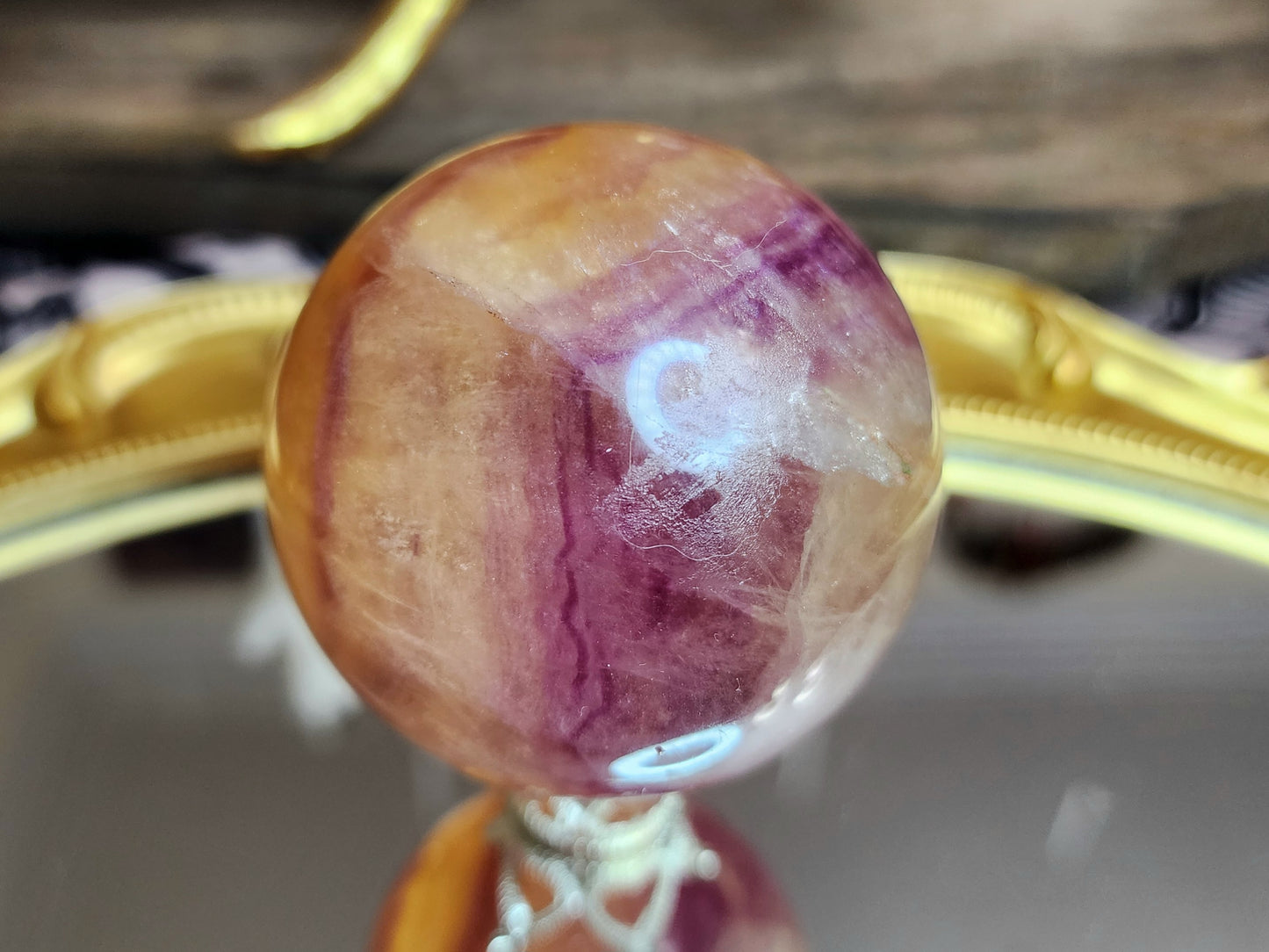 Pink and Yellow Candy Fluorite Sphere B