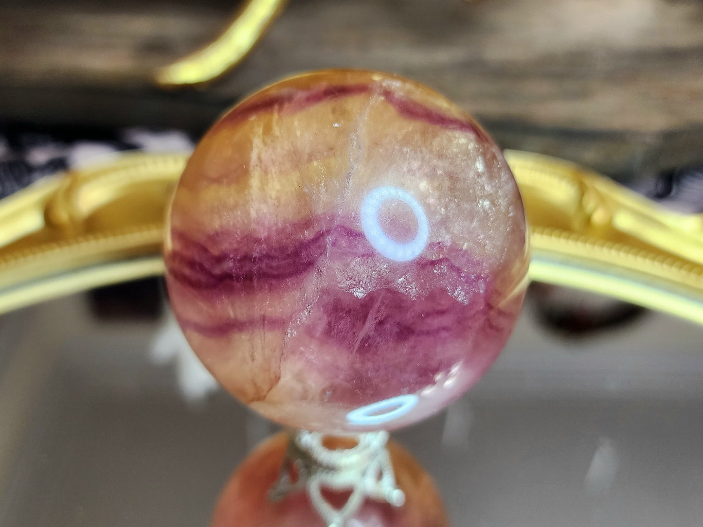 Pink and Yellow Candy Fluorite Sphere B