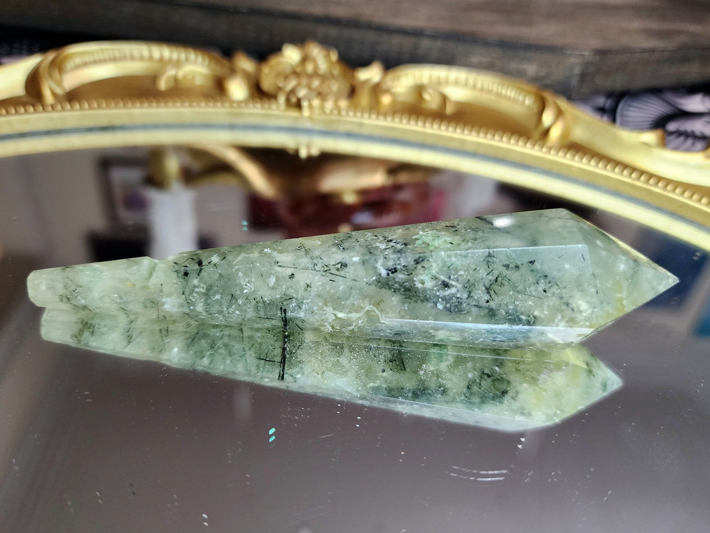 Rutilated Prehnite Wand A