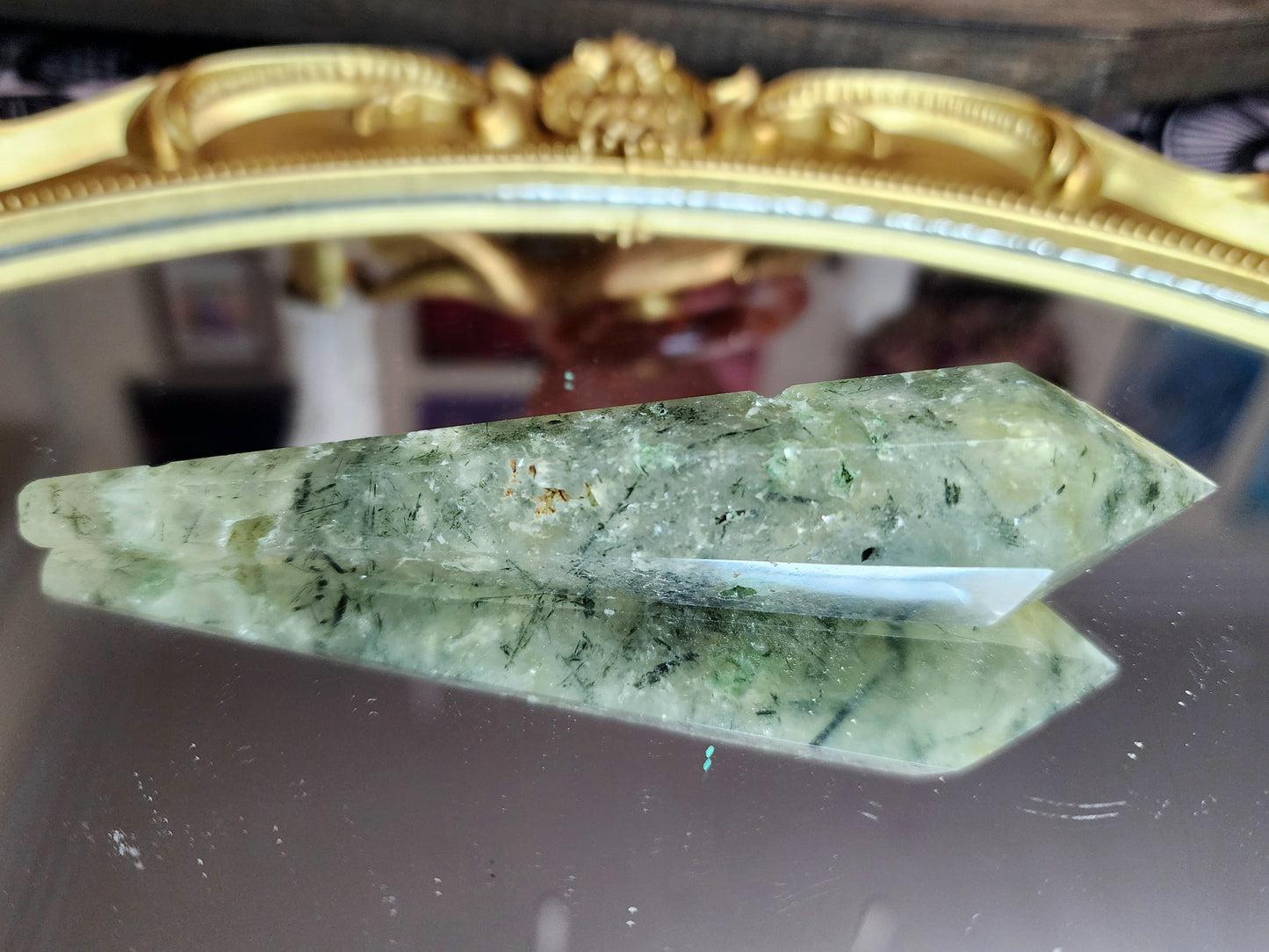 Rutilated Prehnite Wand A