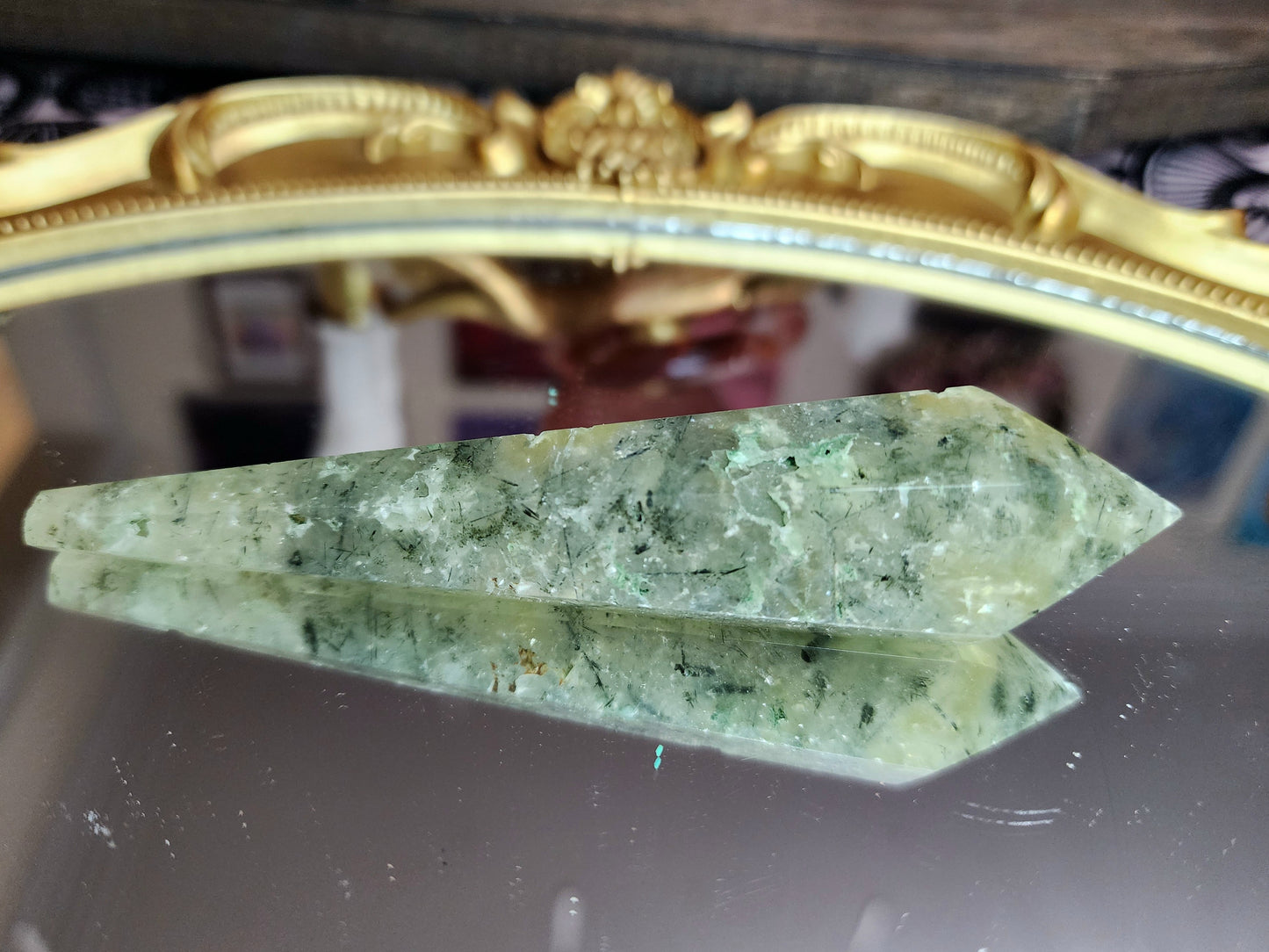 Rutilated Prehnite Wand A