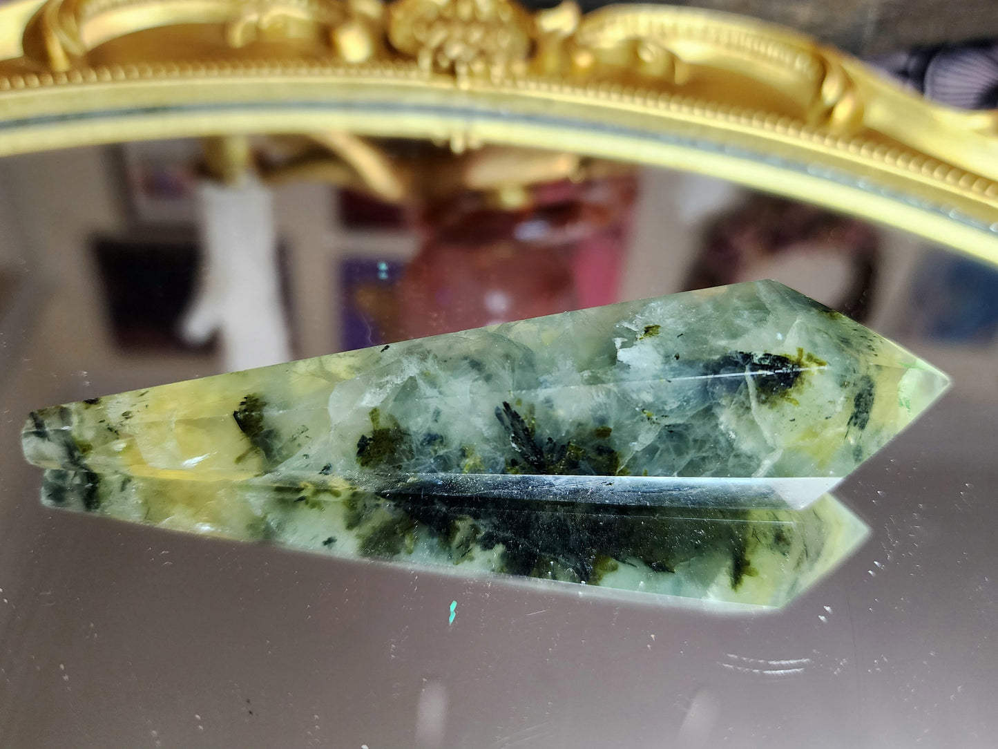 Rutilated Prehnite Wand B