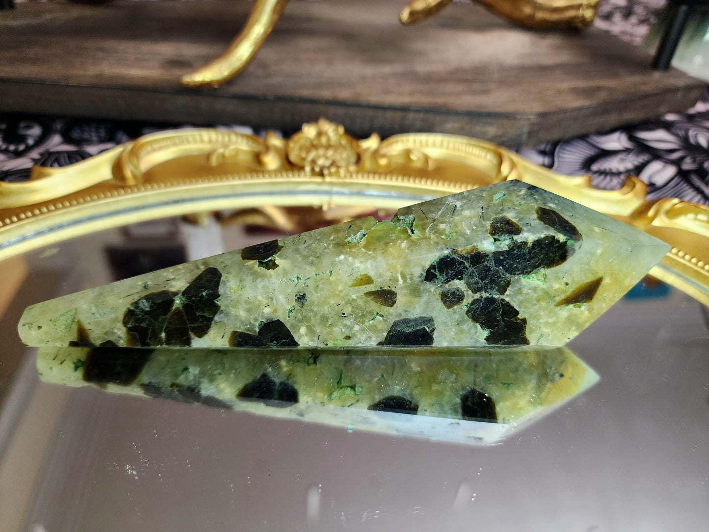 Rutilated Prehnite Wand C