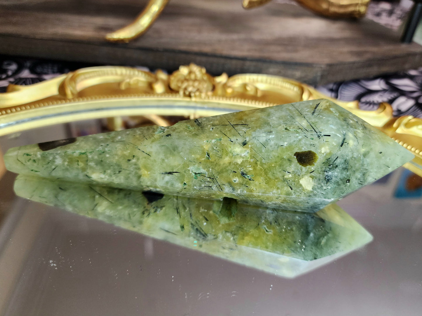 Rutilated Prehnite Wand C