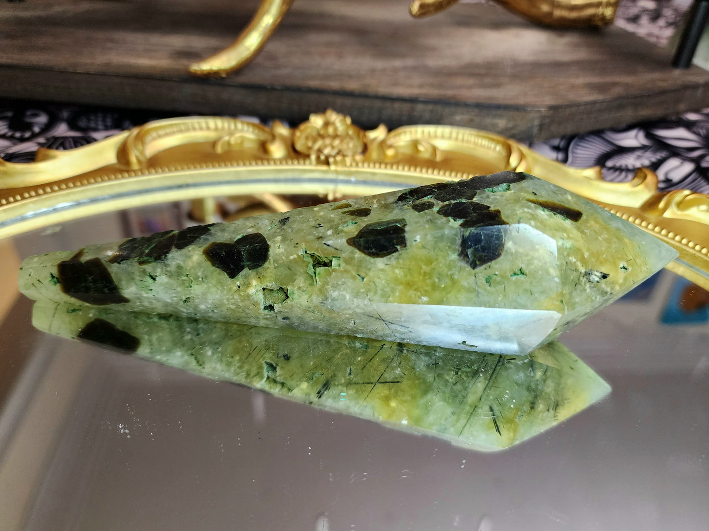 Rutilated Prehnite Wand C