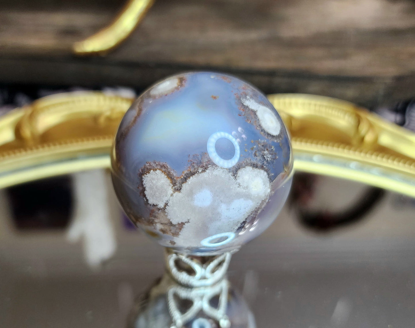 Small Flower Agate Sphere