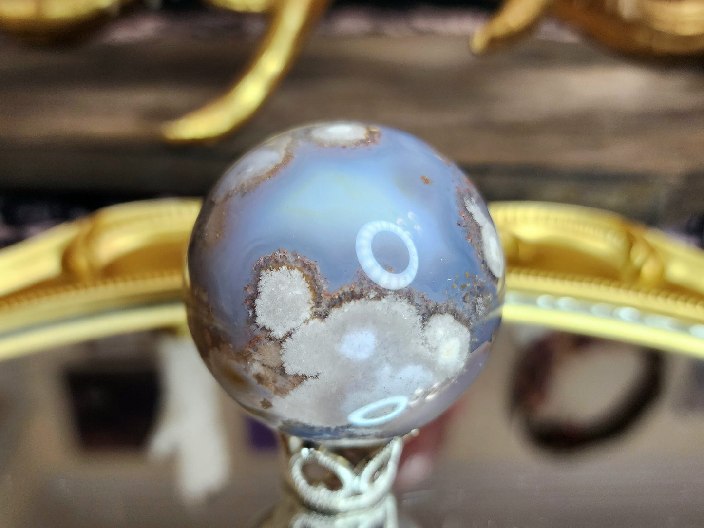 Small Flower Agate Sphere