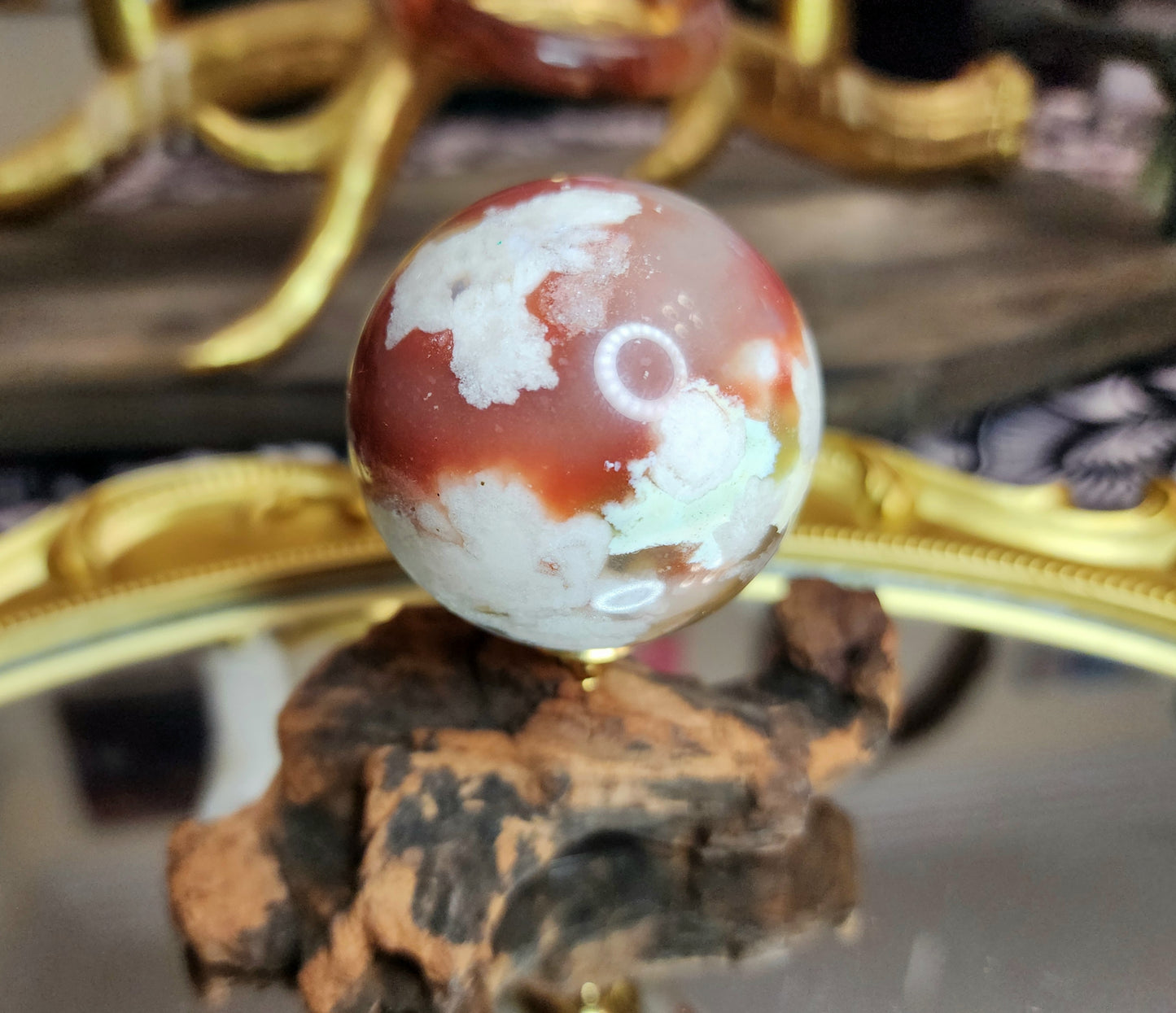 Red Flower Agate Sphere