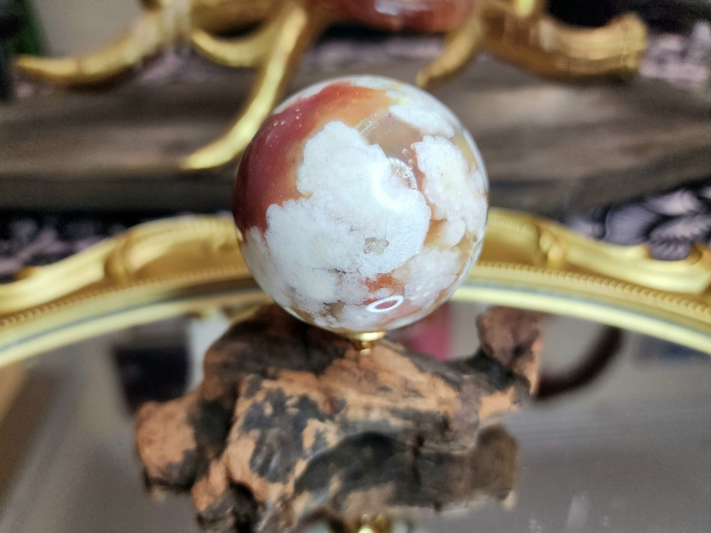 Red Flower Agate Sphere