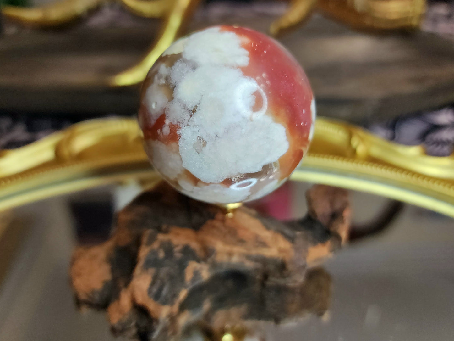 Red Flower Agate Sphere