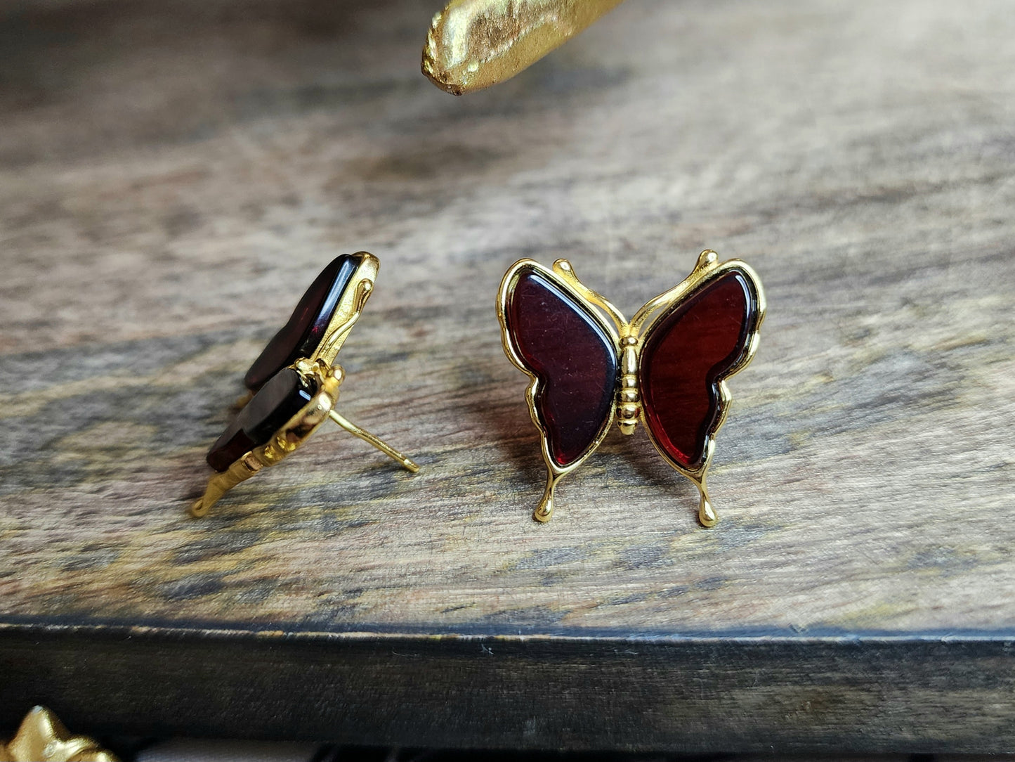 Blood Amber Butterfly Earrings