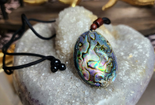 Rainbow Flash Abalone Shell Pendant Necklace A